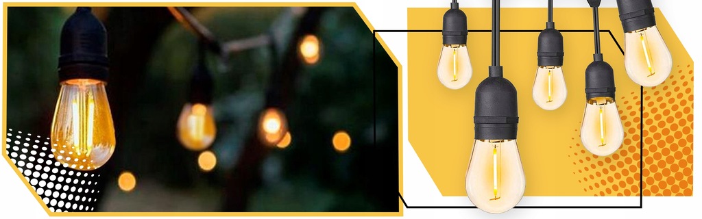 GIRLANDA ŚWIETLNA OGRODOWA 20m Żarówki 20 LED Zewnętrzna Lampki Ogrodowe Średnica kuli 4.5 cm